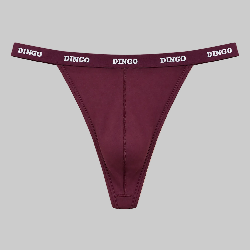 DINGO Sculpt Wine Thong - men's wine thong underwear detail view