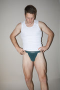 DINGO Max Green Thong - men's green thong underwear detail view